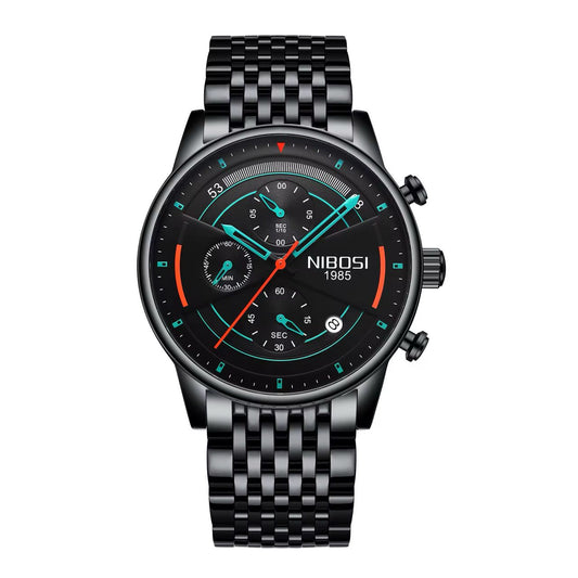 NIBOSI 1985 Montre de Marque pour Homme - Acier Inoxydable