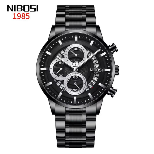 NIBOSI 1985 Montre en Acier Inoxydable - Montre Homme